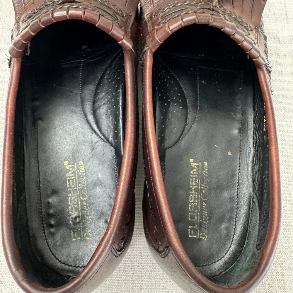 Florsheim Designer Collection Torino Woven Tassel Kiltie Loafers Wine 10.5 D USA
